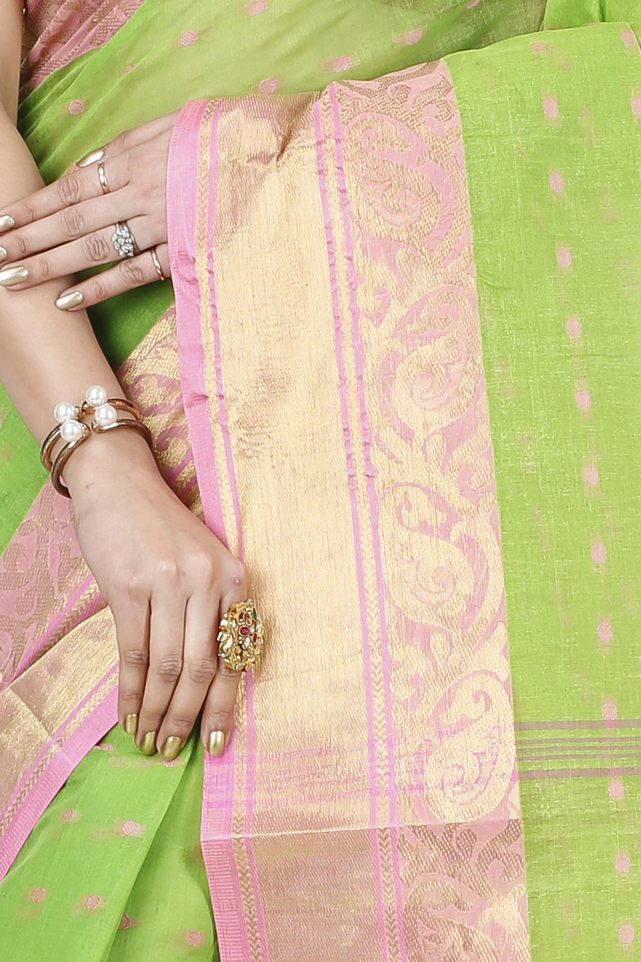 Green Pure Cotton Sachi Tant Saree (1024)